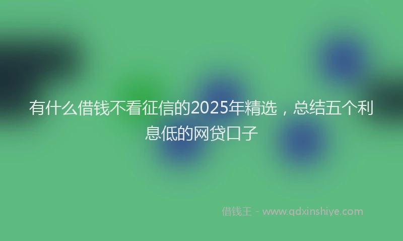有什么借钱不看征信的2025年精选，总结五个利息低的网贷口子