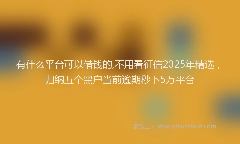 有什么平台可以借钱的,不用看征信2025年精选，归纳五个黑户当前逾期秒下5万平台