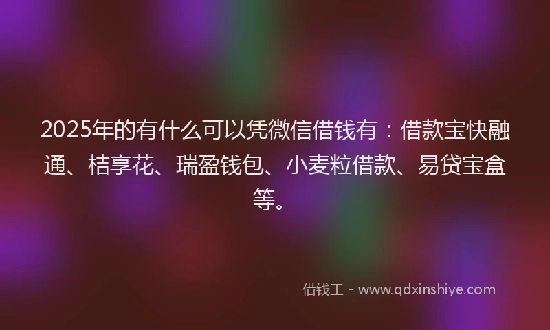 2025年的有什么可以凭微信借钱有：借款宝快融通、桔享花、瑞盈钱包、小麦粒借款、易贷宝盒等。