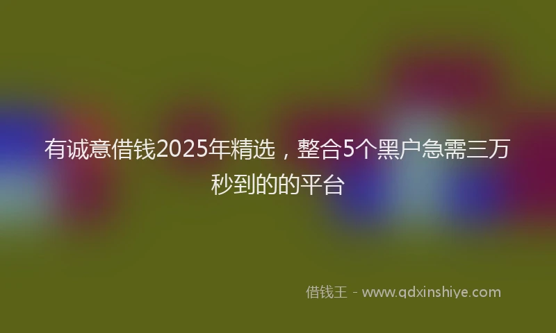 有诚意借钱2025年精选，整合5个黑户急需三万秒到的的平台