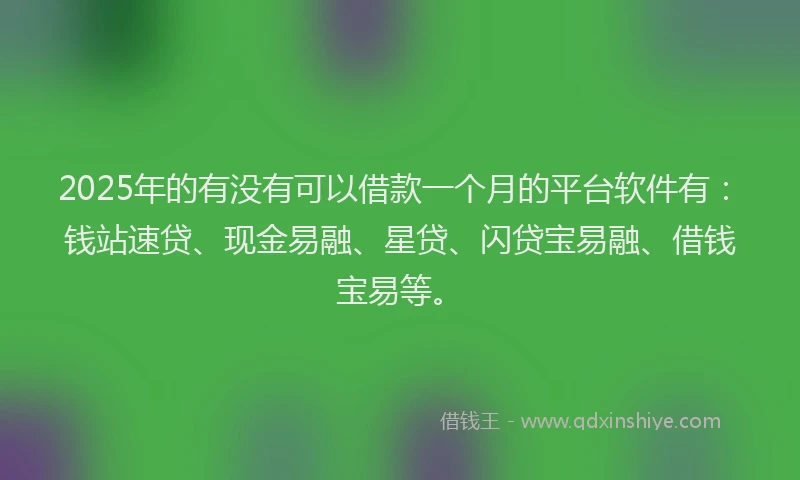 2025年的有没有可以借款一个月的平台软件有：钱站速贷、现金易融、星贷、闪贷宝易融、借钱宝易等。