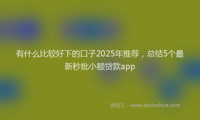 有什么比较好下的口子2025年推荐，总结5个最新秒批小额贷款app