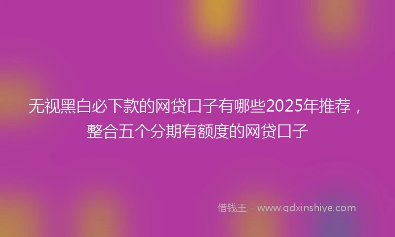 无视黑白必下款的网贷口子有哪些2025年推荐，整合五个分期有额度的网贷口子