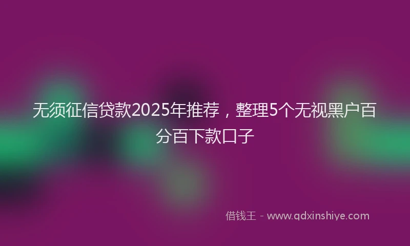 无须征信贷款2025年推荐，整理5个无视黑户百分百下款口子