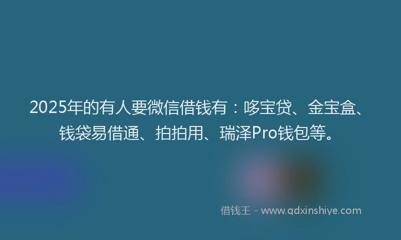 2025年的有人要微信借钱有：哆宝贷、金宝盒、钱袋易借通、拍拍用、瑞泽Pro钱包等。