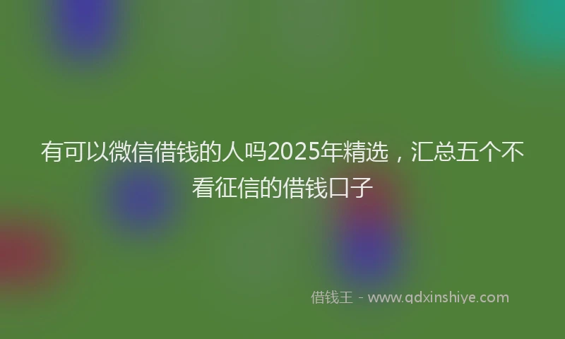 有可以微信借钱的人吗2025年精选，汇总五个不看征信的借钱口子
