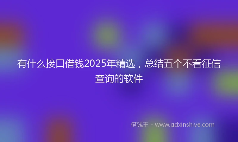 有什么接口借钱2025年精选，总结五个不看征信查询的软件