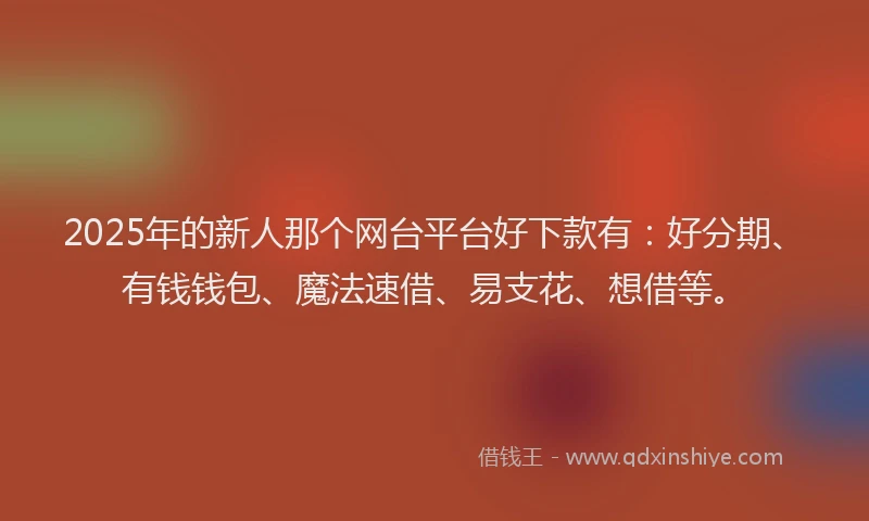 2025年的新人那个网台平台好下款有：好分期、有钱钱包、魔法速借、易支花、想借等。