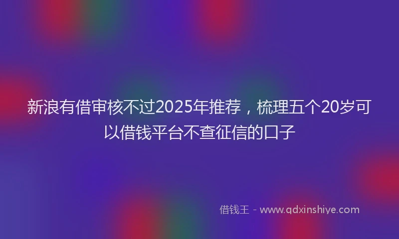 新浪有借审核不过2025年推荐，梳理五个20岁可以借钱平台不查征信的口子