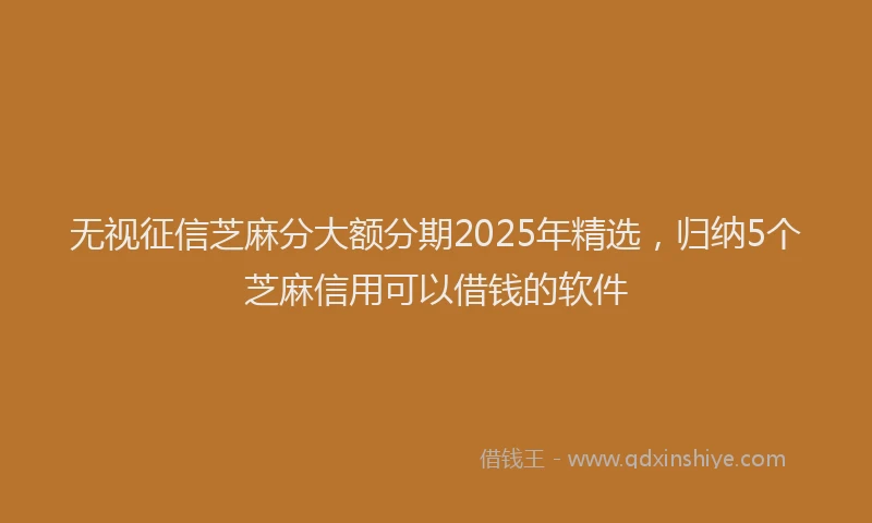 无视征信芝麻分大额分期2025年精选，归纳5个芝麻信用可以借钱的软件