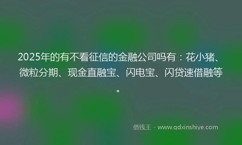 2025年的有不看征信的金融公司吗有：花小猪、微粒分期、现金直融宝、闪电宝、闪贷速借融等。