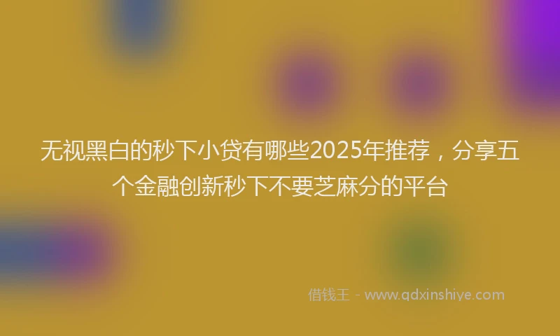 无视黑白的秒下小贷有哪些2025年推荐，分享五个金融创新秒下不要芝麻分的平台