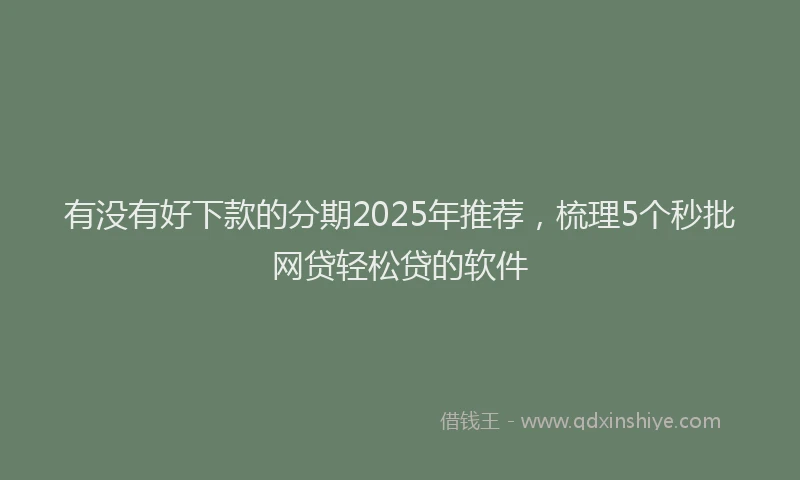 有没有好下款的分期2025年推荐，梳理5个秒批网贷轻松贷的软件