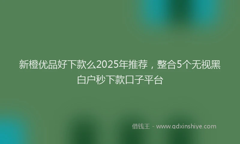 新橙优品好下款么2025年推荐，整合5个无视黑白户秒下款口子平台