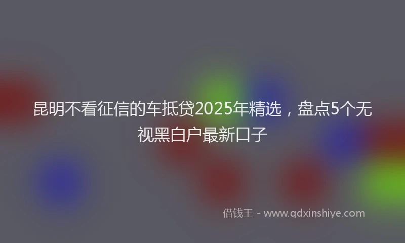 昆明不看征信的车抵贷2025年精选，盘点5个无视黑白户最新口子
