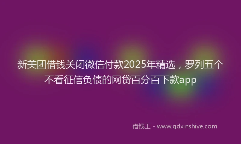 新美团借钱关闭微信付款2025年精选，罗列五个不看征信负债的网贷百分百下款app