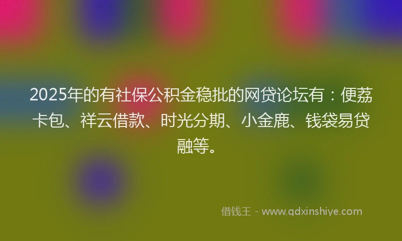 2025年的有社保公积金稳批的网贷论坛有：便荔卡包、祥云借款、时光分期、小金鹿、钱袋易贷融等。