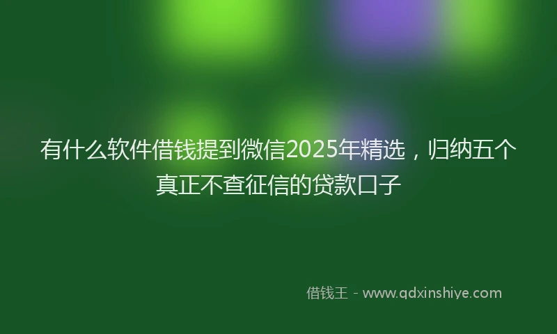 有什么软件借钱提到微信2025年精选，归纳五个真正不查征信的贷款口子