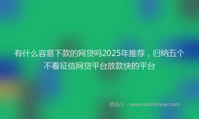 有什么容易下款的网贷吗2025年推荐，归纳五个不看征信网贷平台放款快的平台