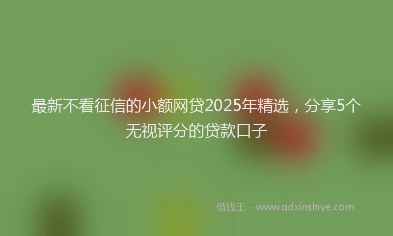 最新不看征信的小额网贷2025年精选，分享5个无视评分的贷款口子