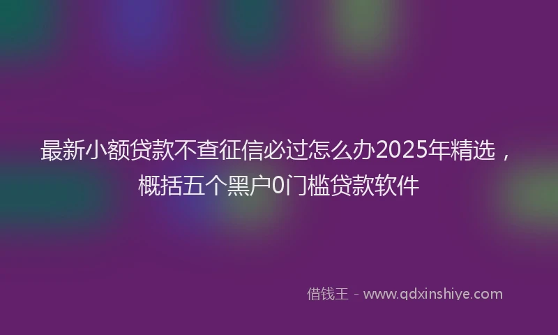 最新小额贷款不查征信必过怎么办2025年精选，概括五个黑户0门槛贷款软件