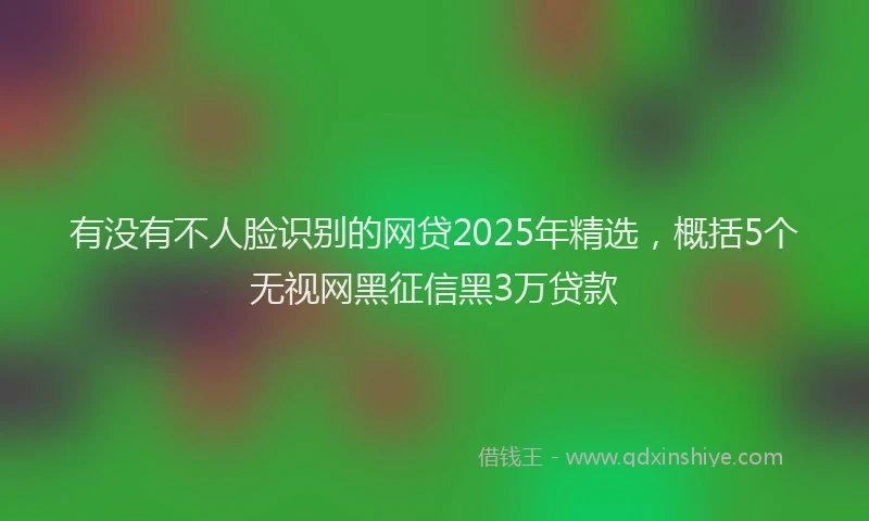 有没有不人脸识别的网贷2025年精选，概括5个无视网黑征信黑3万贷款