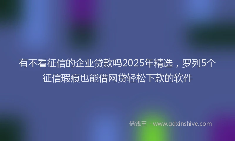 有不看征信的企业贷款吗2025年精选，罗列5个征信瑕疵也能借网贷轻松下款的软件