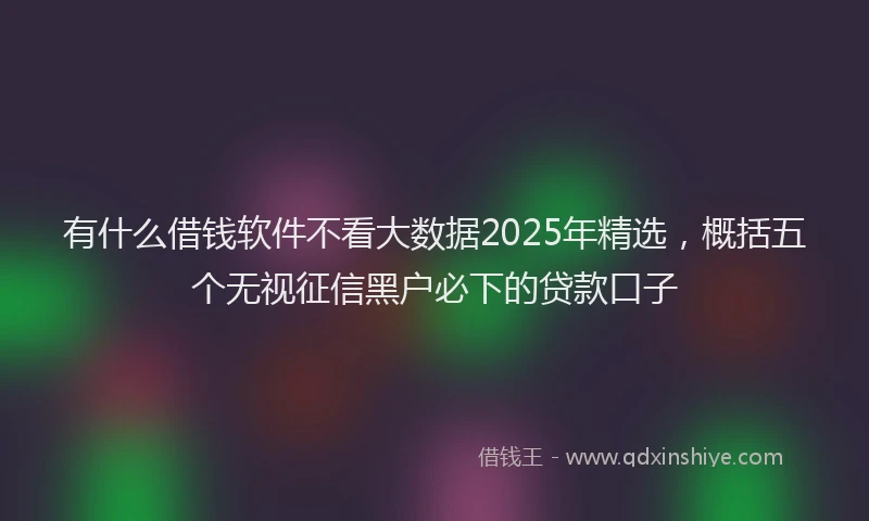 有什么借钱软件不看大数据2025年精选，概括五个无视征信黑户必下的贷款口子