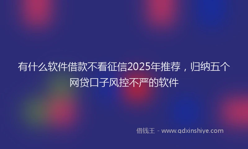 有什么软件借款不看征信2025年推荐，归纳五个网贷口子风控不严的软件