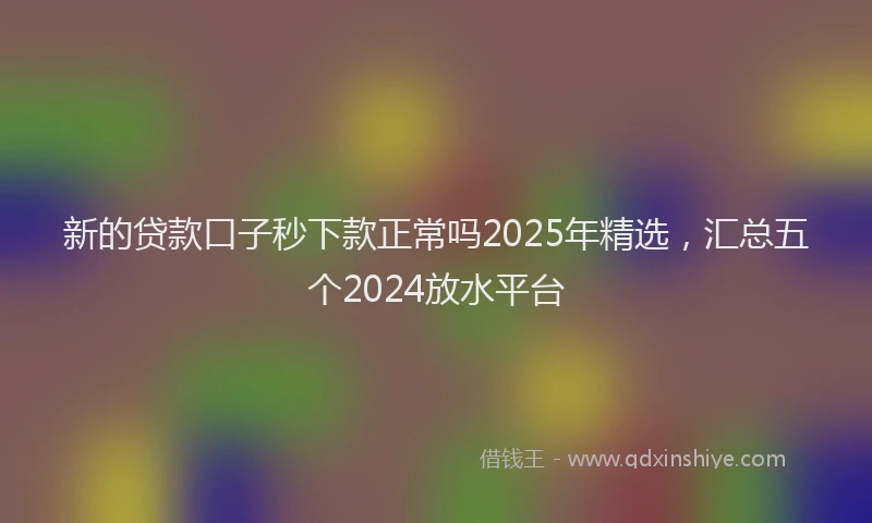 新的贷款口子秒下款正常吗2025年精选，汇总五个2024放水平台