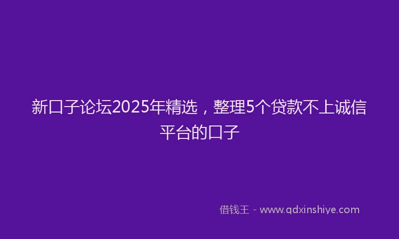 新口子论坛2025年精选，整理5个贷款不上诚信平台的口子