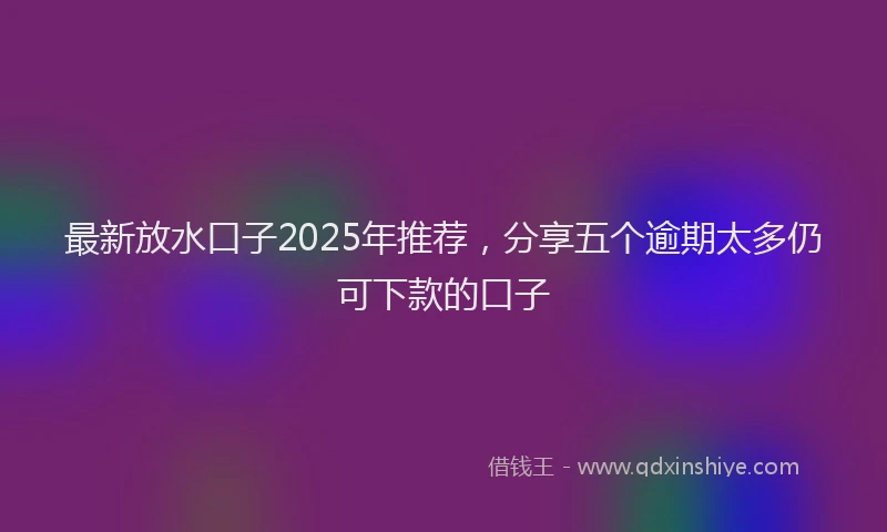 最新放水口子2025年推荐，分享五个逾期太多仍可下款的口子
