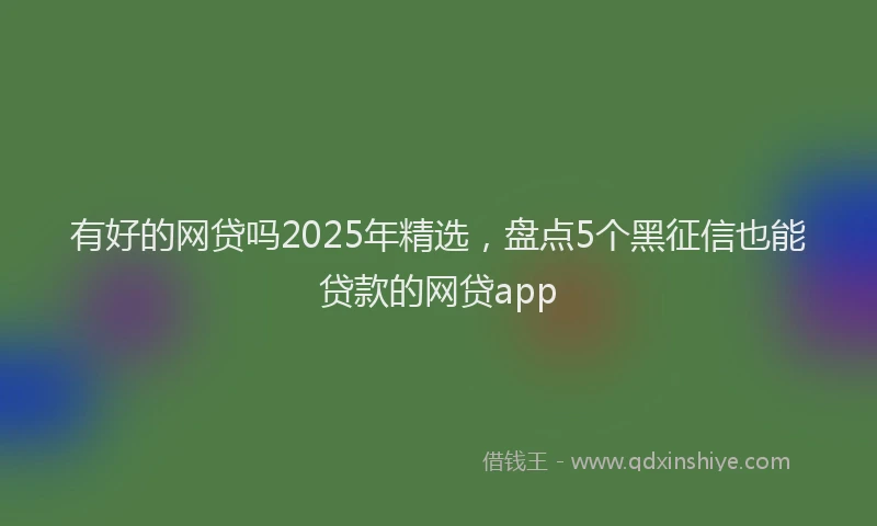 有好的网贷吗2025年精选，盘点5个黑征信也能贷款的网贷app