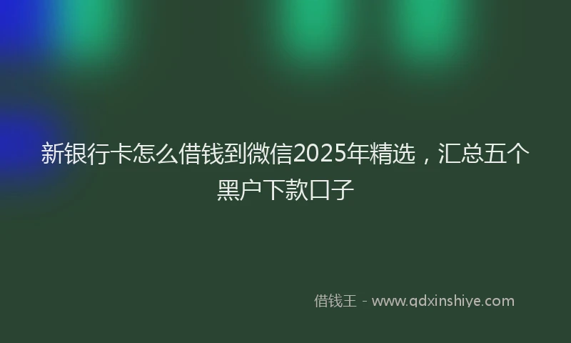 新银行卡怎么借钱到微信2025年精选，汇总五个黑户下款口子