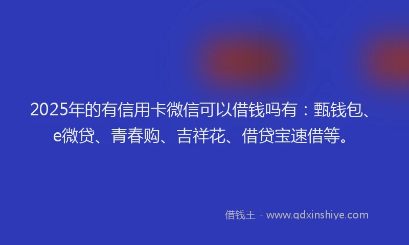 2025年的有信用卡微信可以借钱吗有：甄钱包、e微贷、青春购、吉祥花、借贷宝速借等。