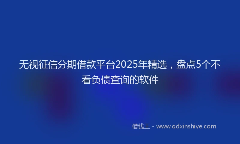 无视征信分期借款平台2025年精选，盘点5个不看负债查询的软件