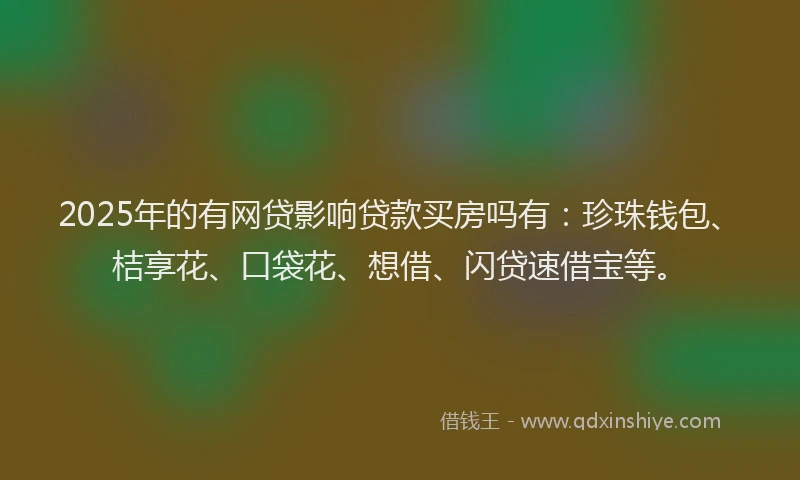 2025年的有网贷影响贷款买房吗有：珍珠钱包、桔享花、口袋花、想借、闪贷速借宝等。