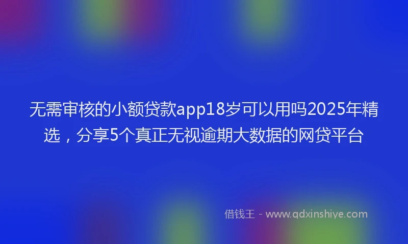 无需审核的小额贷款app18岁可以用吗2025年精选，分享5个真正无视逾期大数据的网贷平台