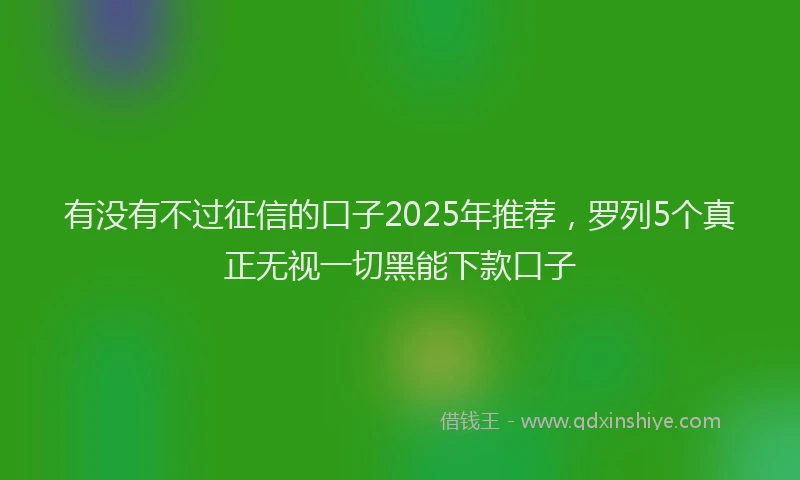 有没有不过征信的口子2025年推荐，罗列5个真正无视一切黑能下款口子