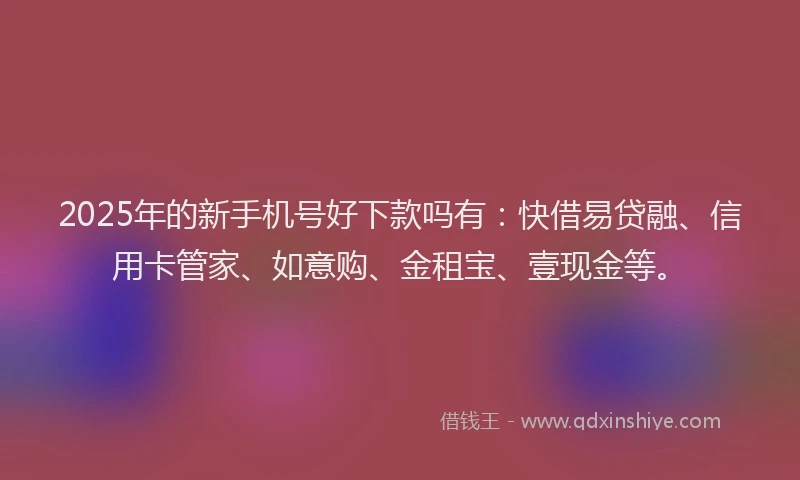 2025年的新手机号好下款吗有：快借易贷融、信用卡管家、如意购、金租宝、壹现金等。