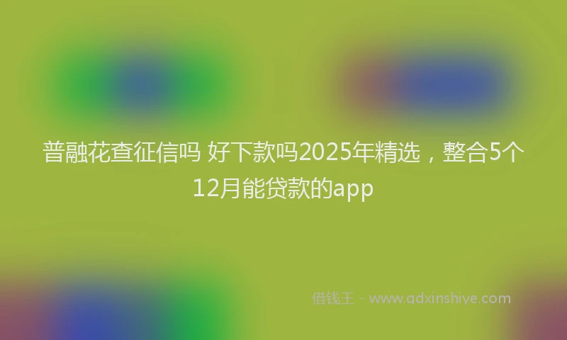 普融花查征信吗 好下款吗2025年精选，整合5个12月能贷款的app