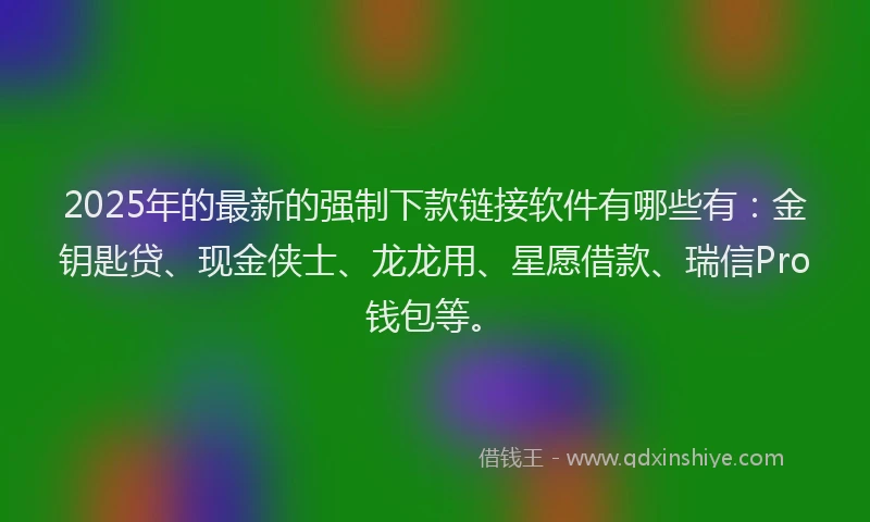 2025年的最新的强制下款链接软件有哪些有：金钥匙贷、现金侠士、龙龙用、星愿借款、瑞信Pro钱包等。
