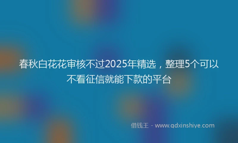 春秋白花花审核不过2025年精选，整理5个可以不看征信就能下款的平台