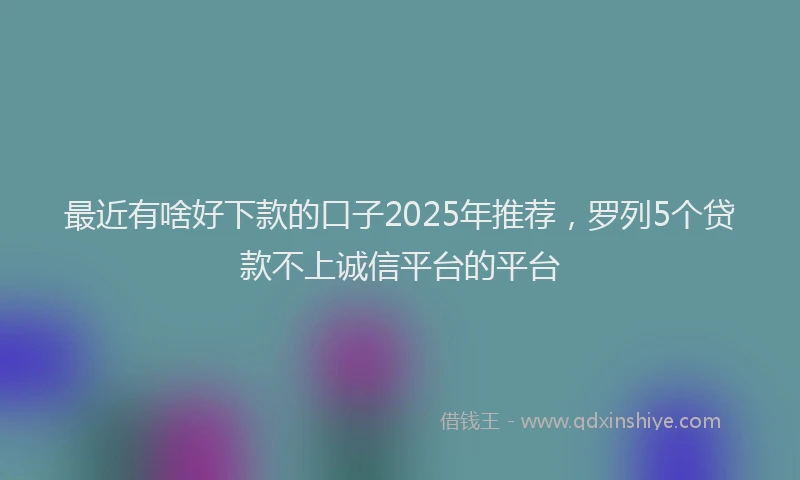 最近有啥好下款的口子2025年推荐，罗列5个贷款不上诚信平台的平台