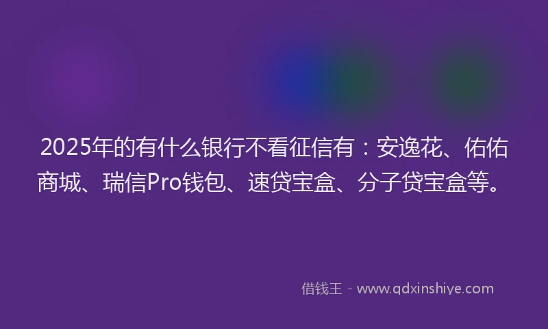 2025年的有什么银行不看征信有：安逸花、佑佑商城、瑞信Pro钱包、速贷宝盒、分子贷宝盒等。