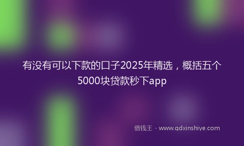 有没有可以下款的口子2025年精选，概括五个5000块贷款秒下app