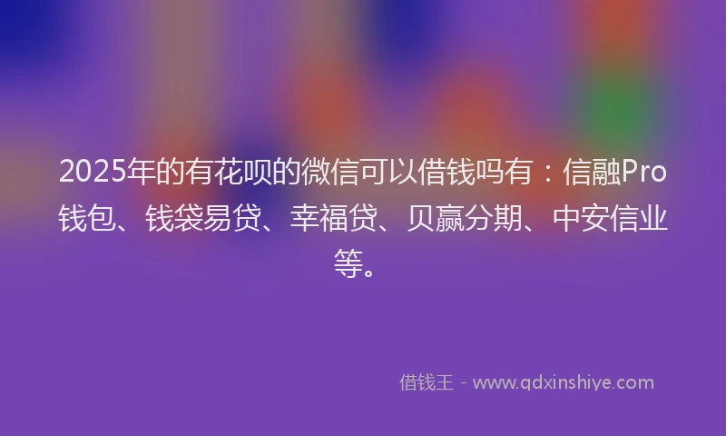 2025年的有花呗的微信可以借钱吗有：信融Pro钱包、钱袋易贷、幸福贷、贝赢分期、中安信业等。