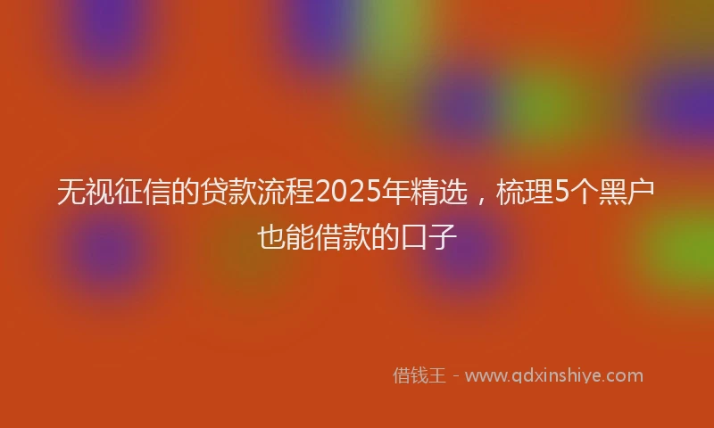 无视征信的贷款流程2025年精选，梳理5个黑户也能借款的口子