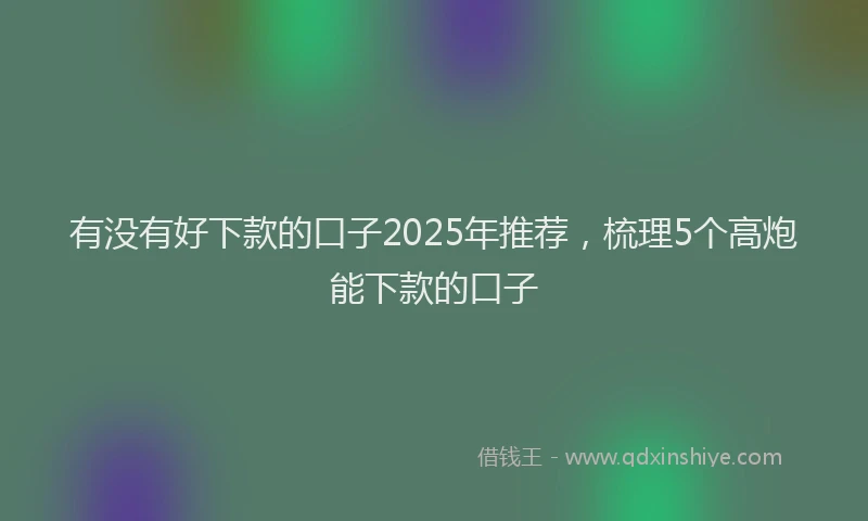 有没有好下款的口子2025年推荐，梳理5个高炮能下款的口子