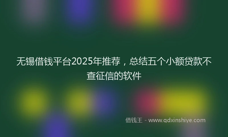 无锡借钱平台2025年推荐，总结五个小额贷款不查征信的软件